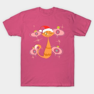 Orange Cat with Pink Ornaments T-Shirt